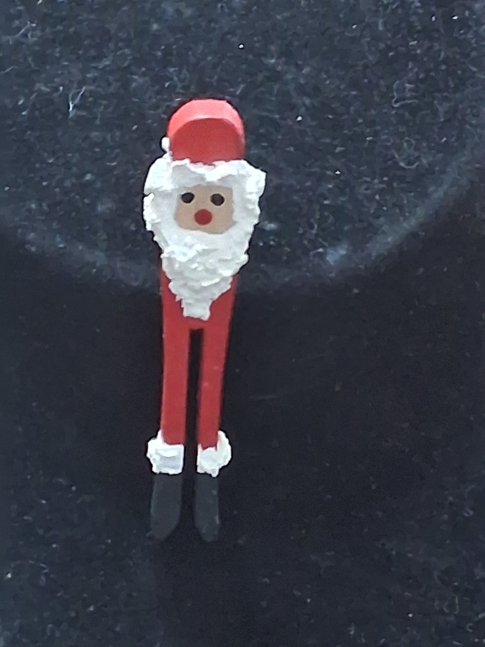 Handpainted Santa Claus Wooden Pin - Red & White